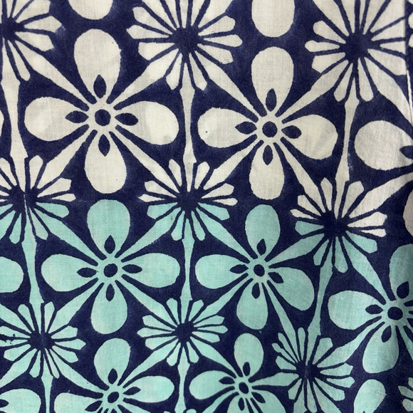 Roller Rabbit Floral Shirt Dress Blue Turquoise Button Front Tunic Pockets Sz L - Picture 7 of 8